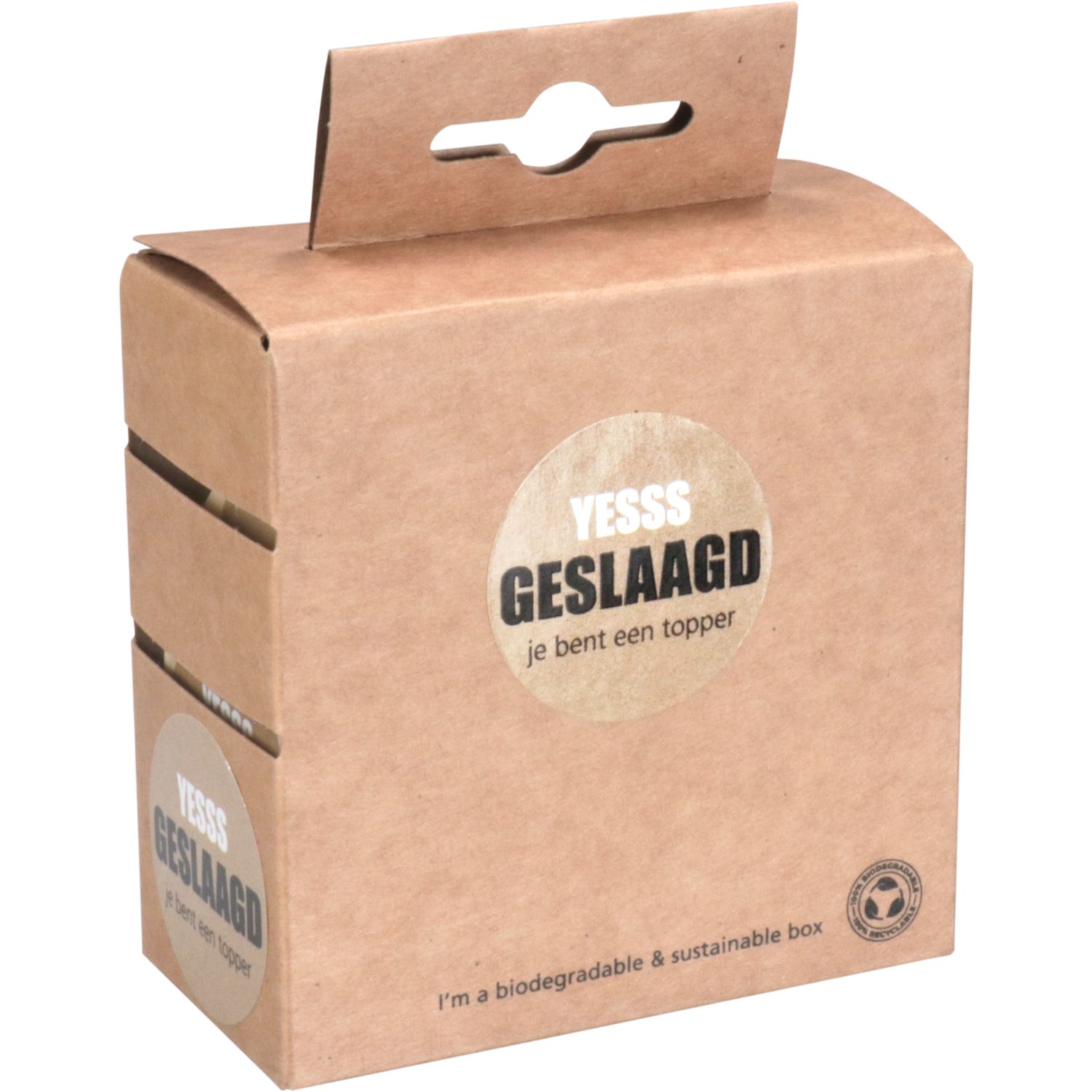 Etiket, Cadeauetiket, papier, Yesss geslaagd, je bent een topper, ∅35mm,