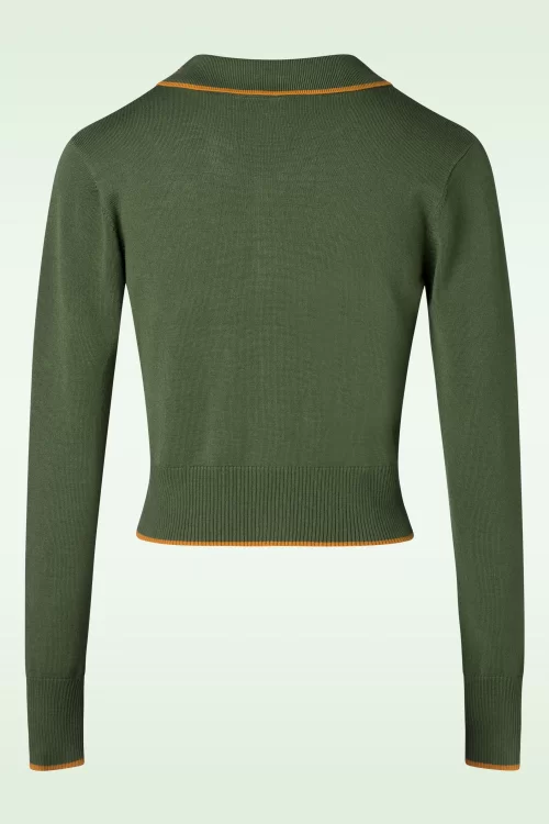 Vixen Vest met kraag en herfstbladeren in groen