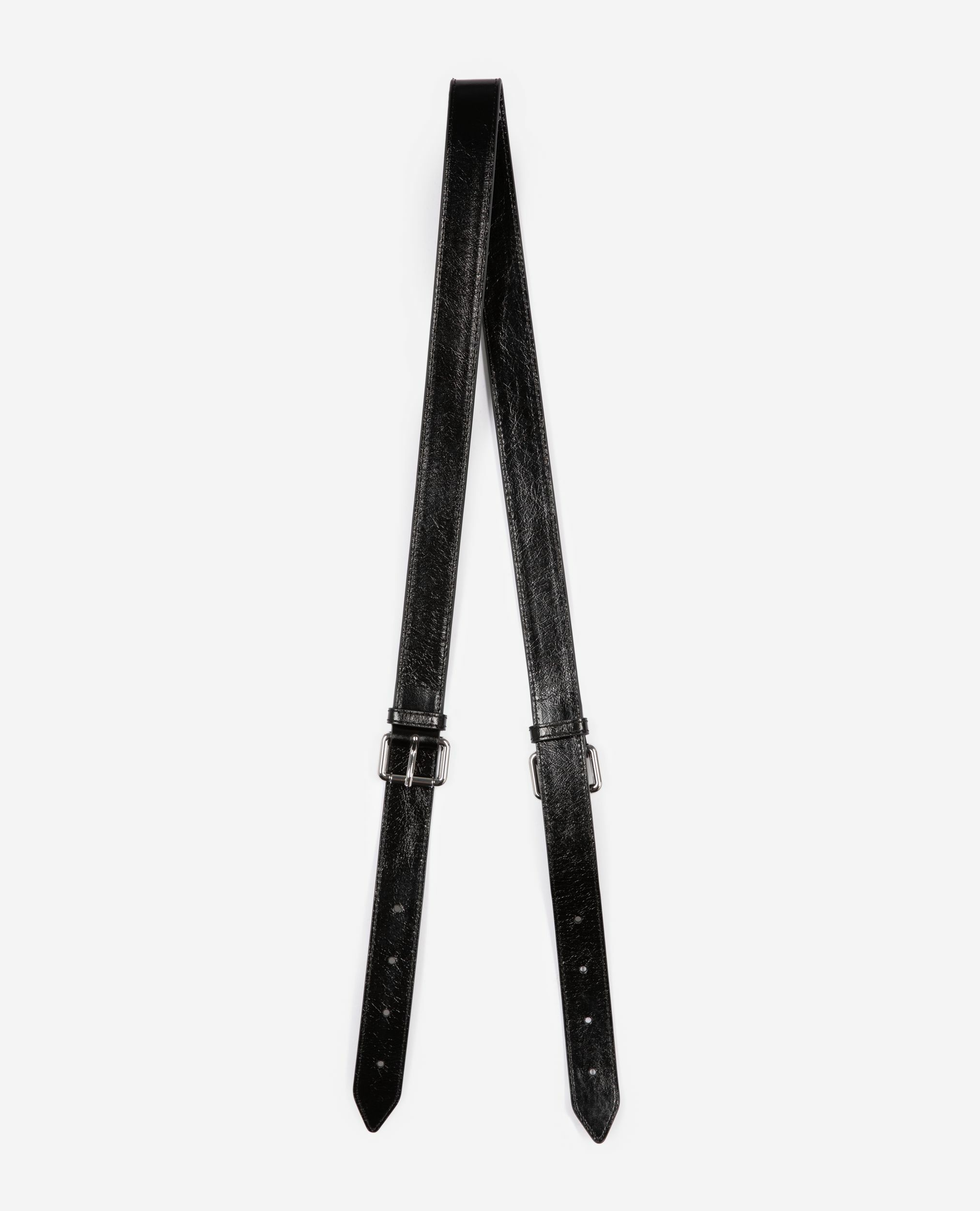 Bandoulière sac Amelia en cuir craquelé noire