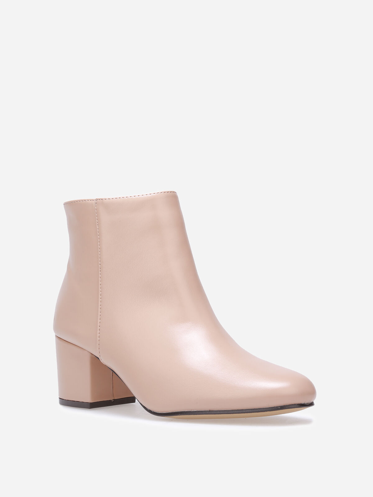 Bottines à talon et bout rond- Taupe