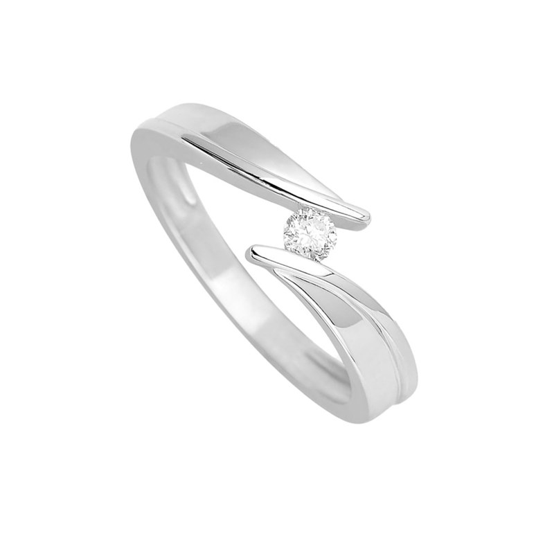 Bague Femme - Or 18 Carats - Diamant 0,1 Carats