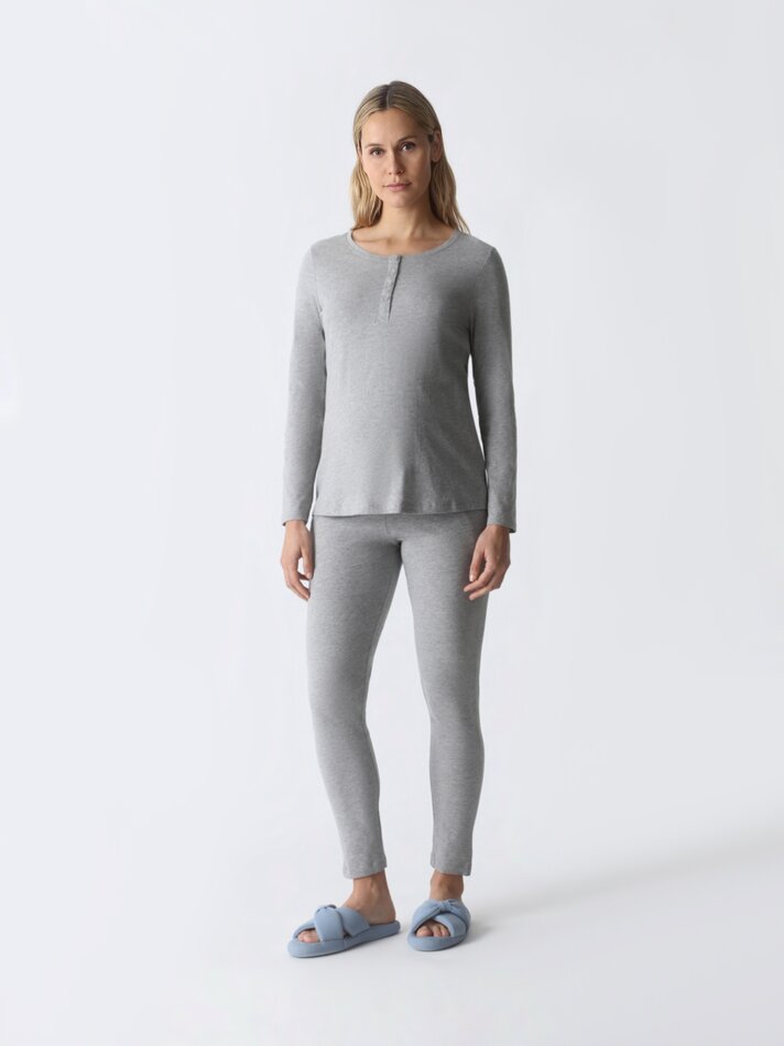 Conjunto de pijama de maternidade - Cinza mesclado
