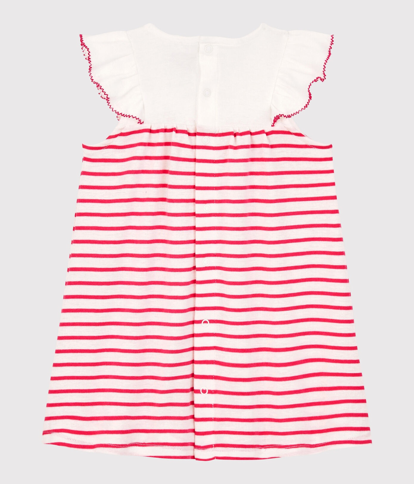 Robe manches courtes en côte rayée bébé fille