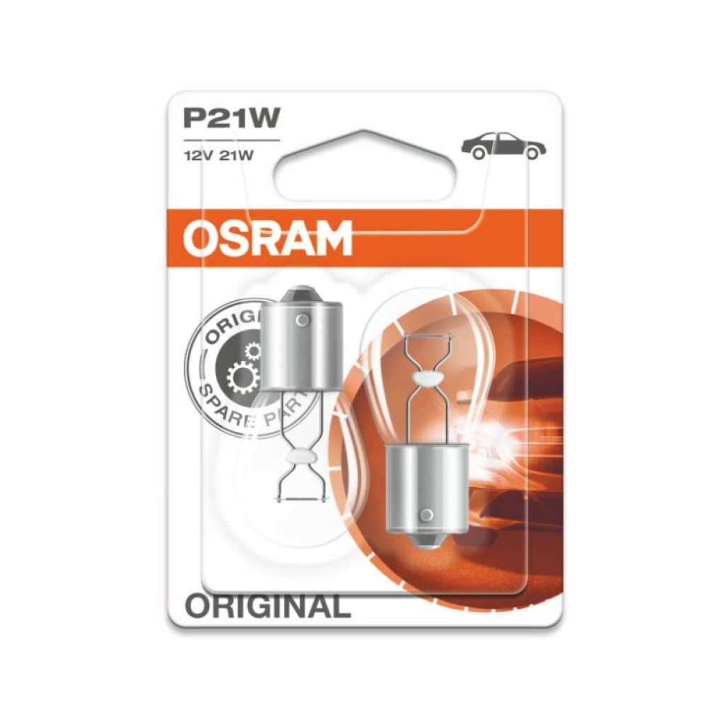 GLØDELAMPE OSRAM ORIGINAL BLINKLYS 7506 P21W 2-PAKNING