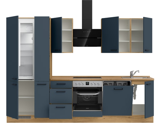 CONCEPT1 - Pack Cuisine Carena 300cm H7 Gauche Bleu fjord ultra-mat