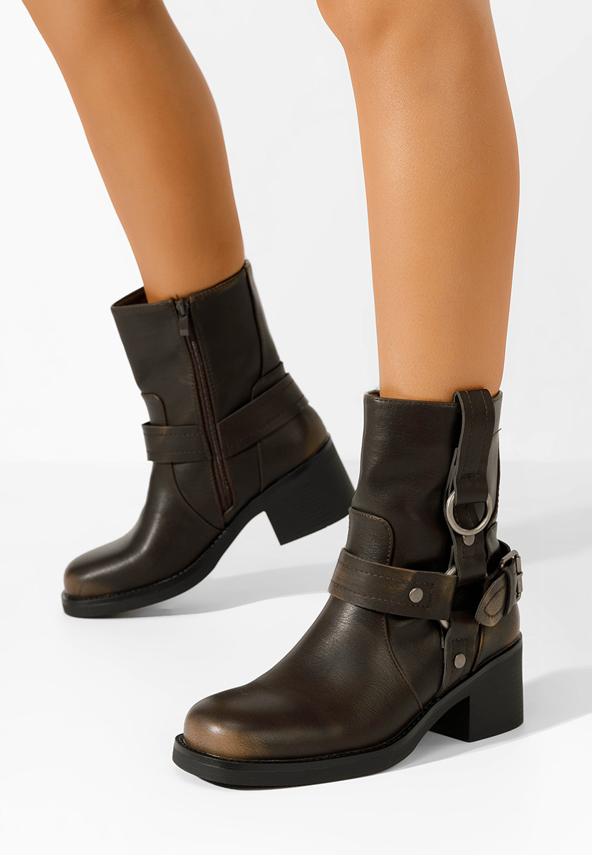 Bottines à talon brunes Livana