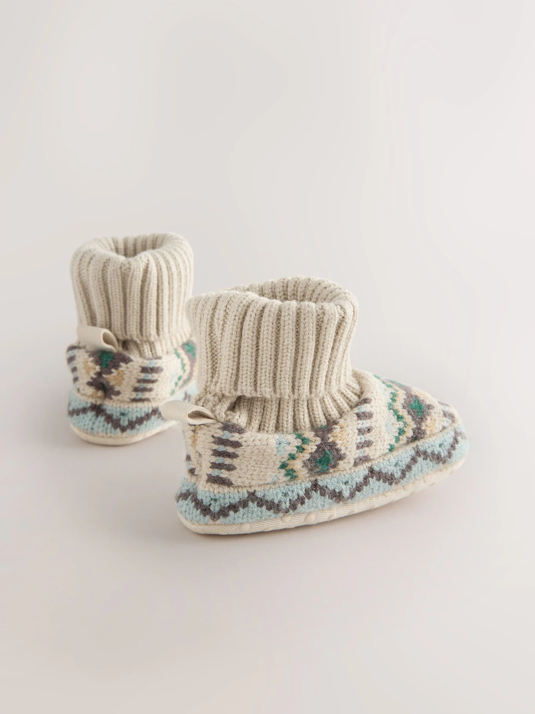 Neutraal/blauw - Fairisle Baby Sokken Top Schoenen (0-2mnd)