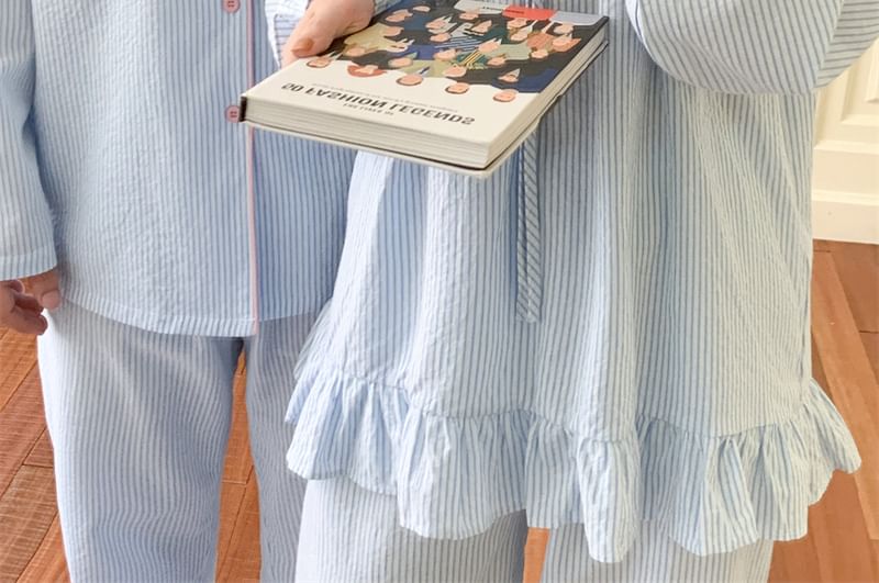 Sadelle - Bijpassende pyjamaset voor koppels: gestreepte top met lange mouwen + broek