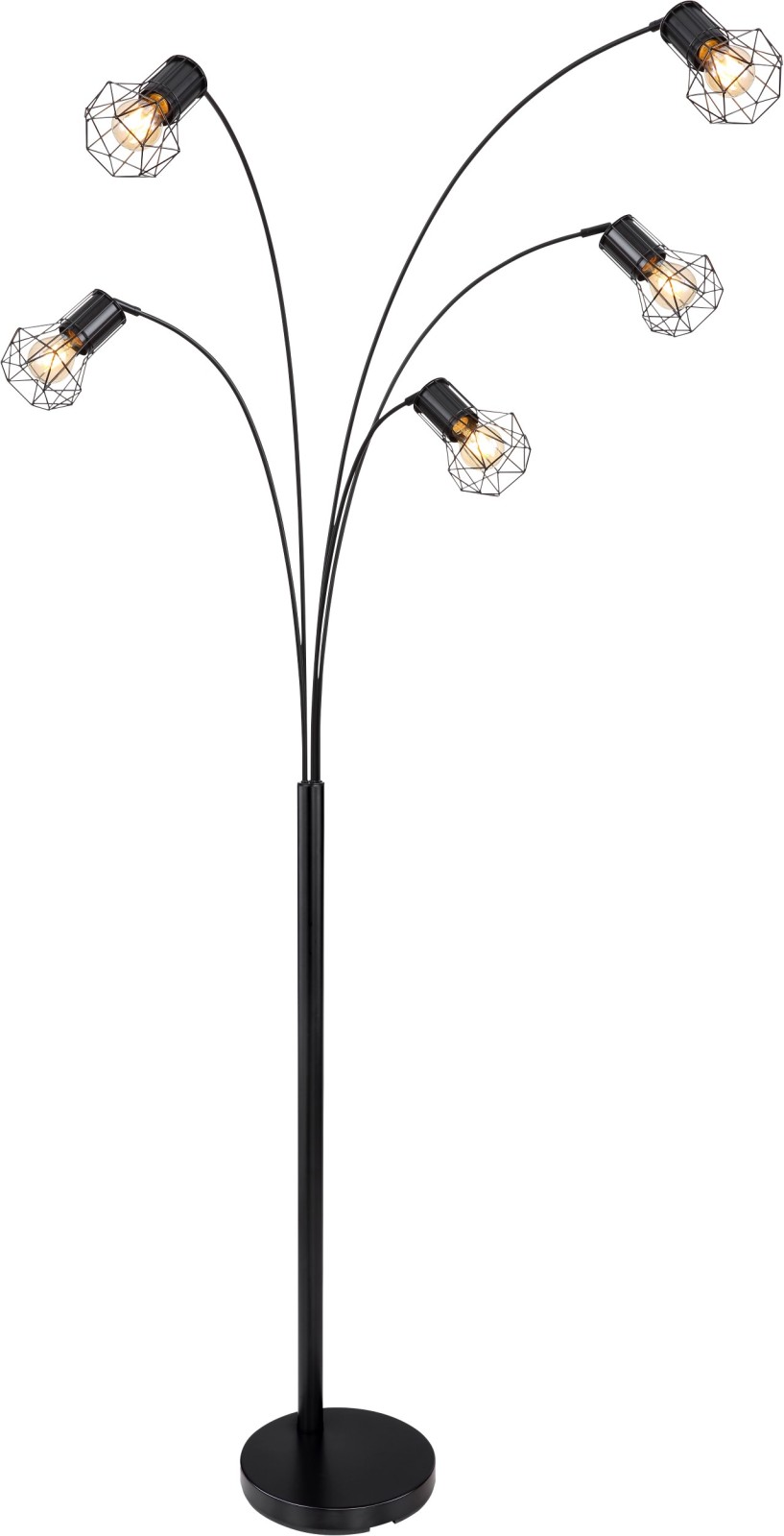 Stehleuchte - schwarz matt - Metall - 204 cm hoch