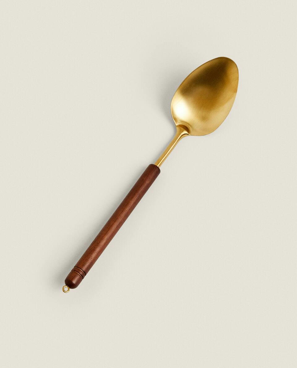 COLHER DE MADEIRA E METAL