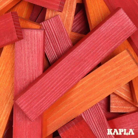 KAPLA® Holzbausteine in 40er Box mit Buch, rot / orange