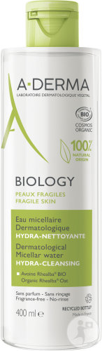 A-Derma Biology Eau Micellaire Dermatologique Hydra-Nettoyante Peau Fragile 400ml