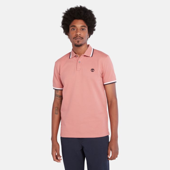 Camisa polo Millers River Tipped para homem na cor bordô.