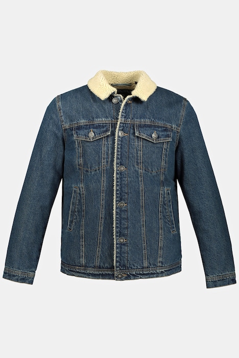 Jeansjacke, Denim, Teddyfutter, Hemdkragen, bis 8 XL