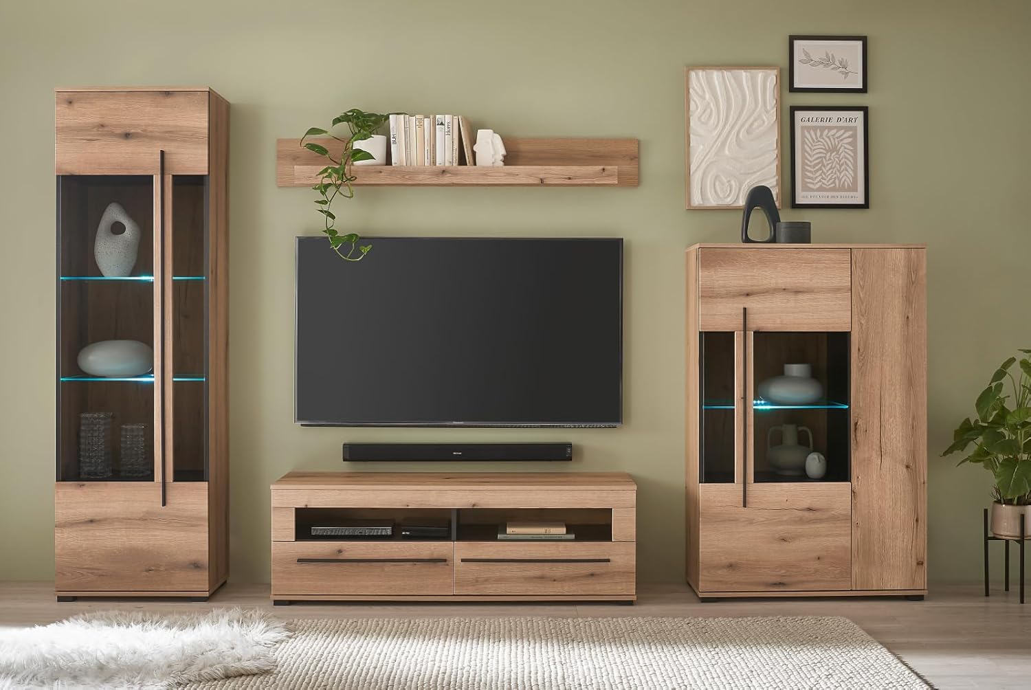 Highboard in Evoke Eiche Vitrine 90 x 140 cm, Design-D