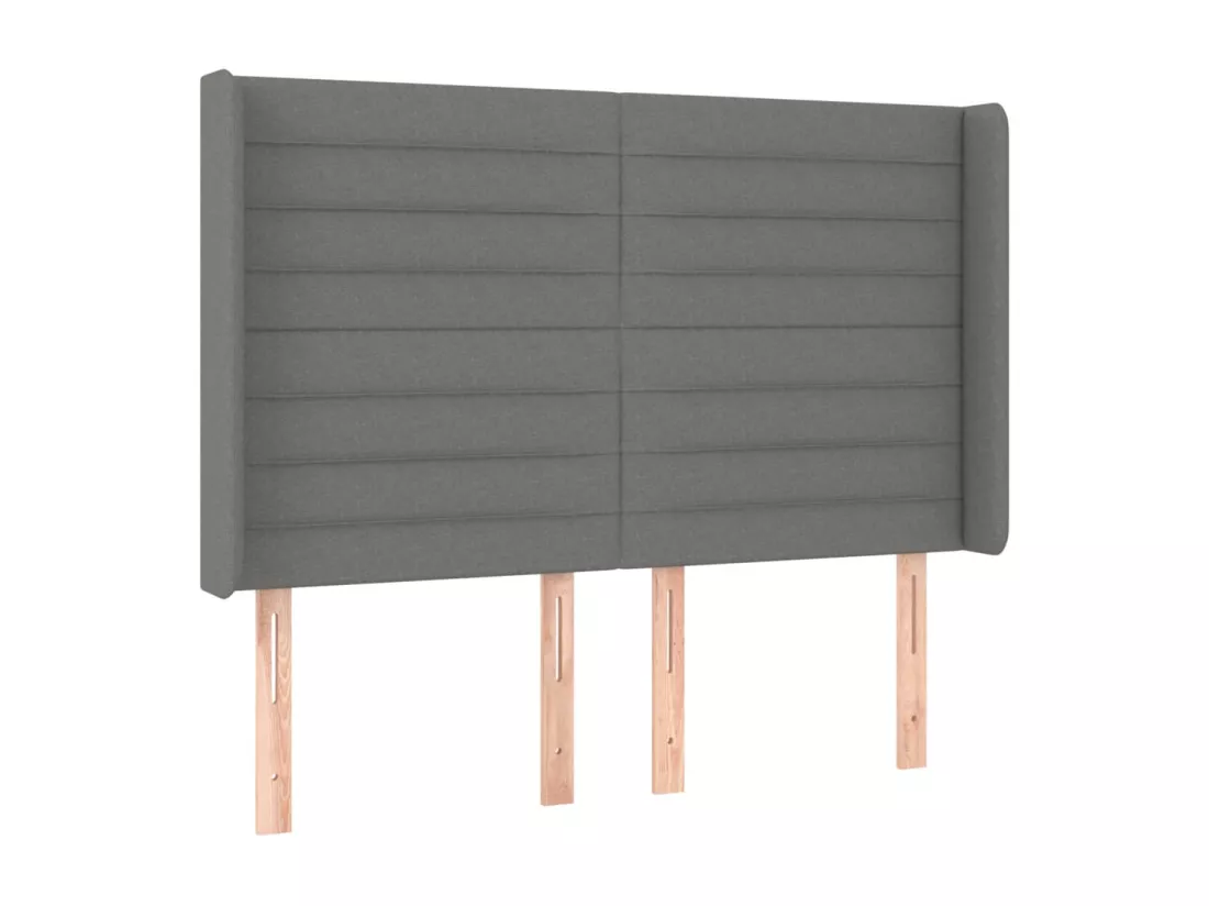 Sommier tapissier et matelas et LED Gris foncé 140x190 cm Tissu