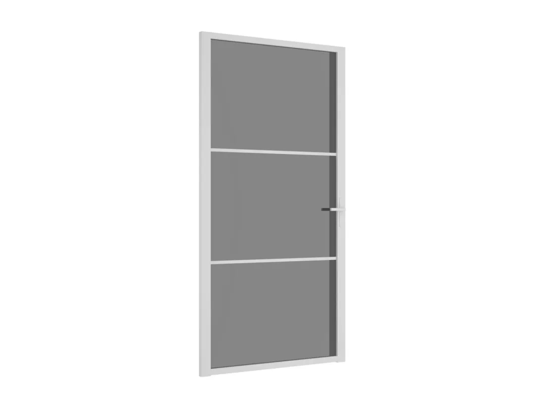 Porte intérieure 102,5x201,5 cm Blanc Verre ESG et aluminium