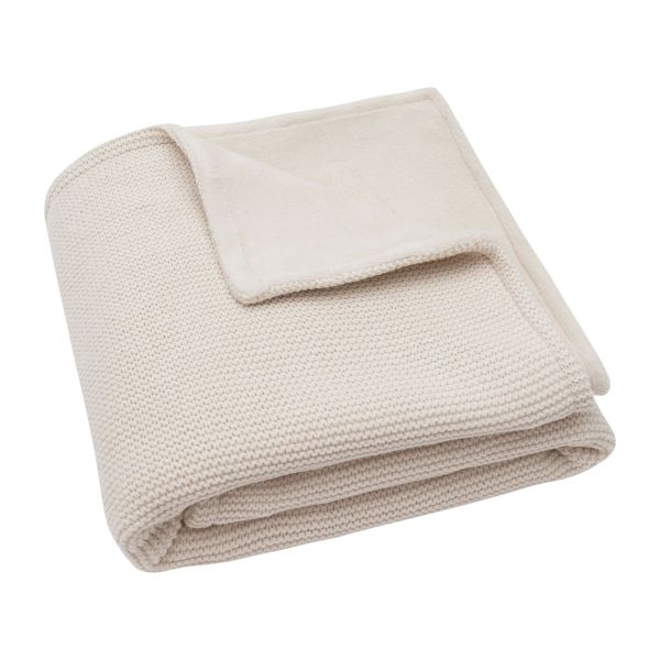 Jollein Deken Wieg - Basic Knit - 75 x 100 cm - Oatmeal/Velvet