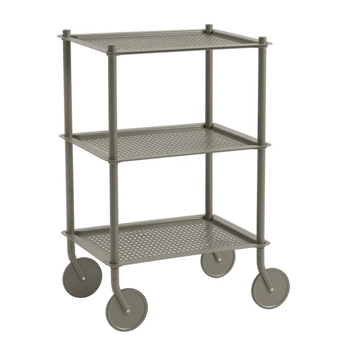 Muuto - Flow Outdoor Beistellwagen, 3 Etagen, taupe