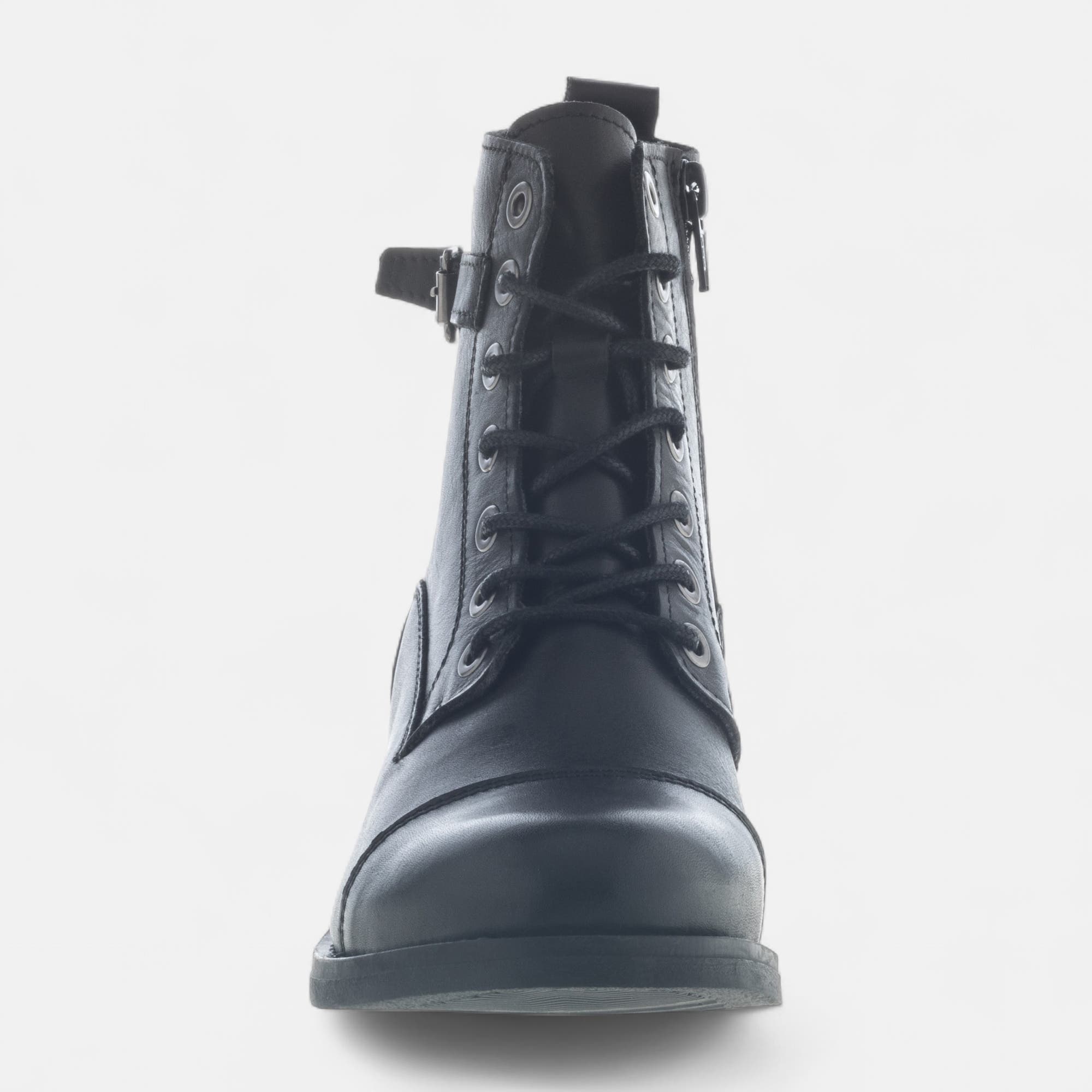 Bottines à lacets Femme en cuir noir