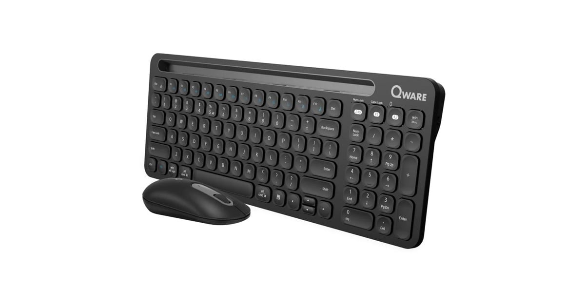 QwareFlorence Draadloze Combo, desktopset  (Zwart, EU lay-out (QWERTY), Scissor switches, 1200 DPI, TKL, 2,4 GHz USB | Bluetooth)
