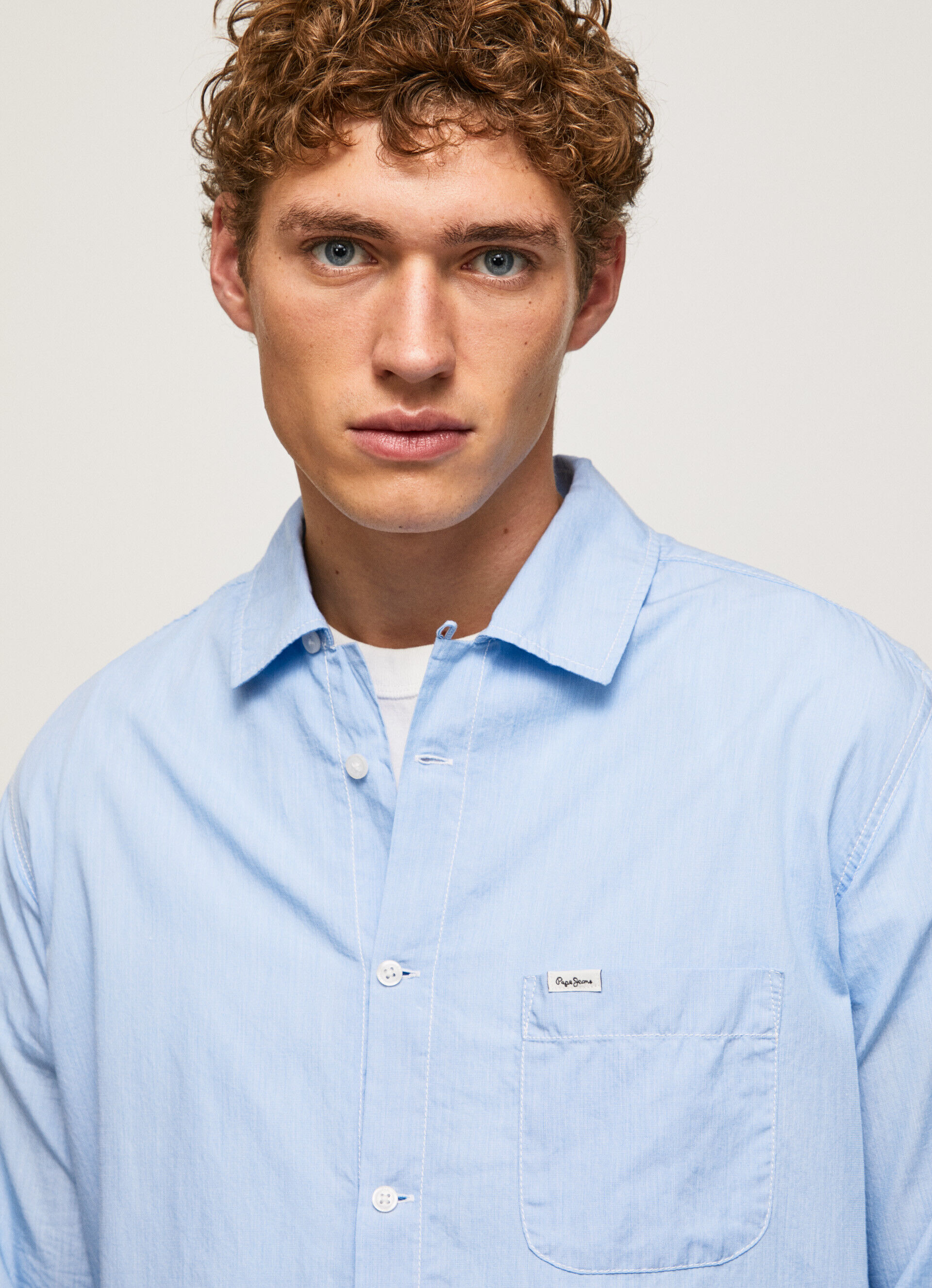 CAMISA FIL A FIL LAMBERT CORTE RETO - azul claro