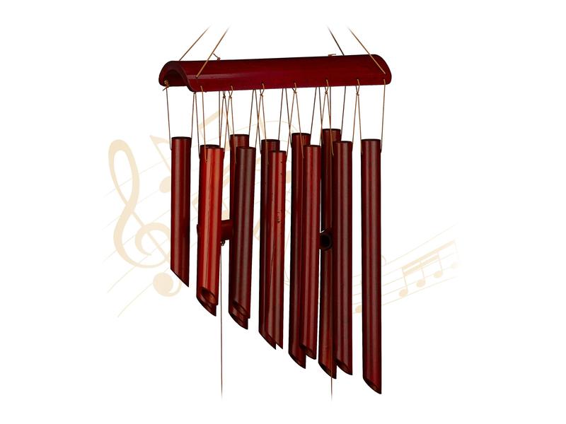 relaxdays Windspiel aus Bambus 60 cm Wetterfestes Klangspiel