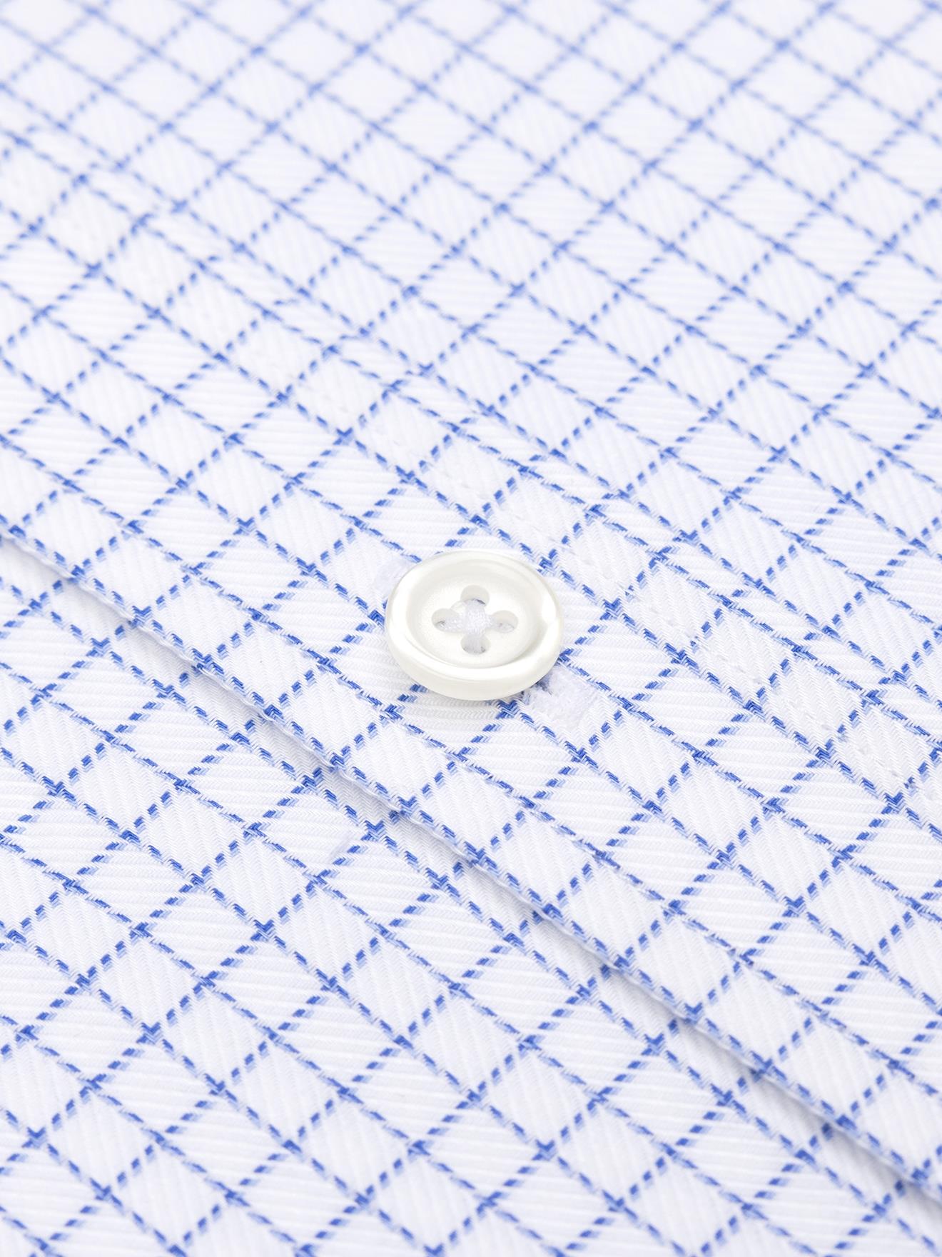 Chemise manches courtes Oleg à carreaux bleus - Col boutonné