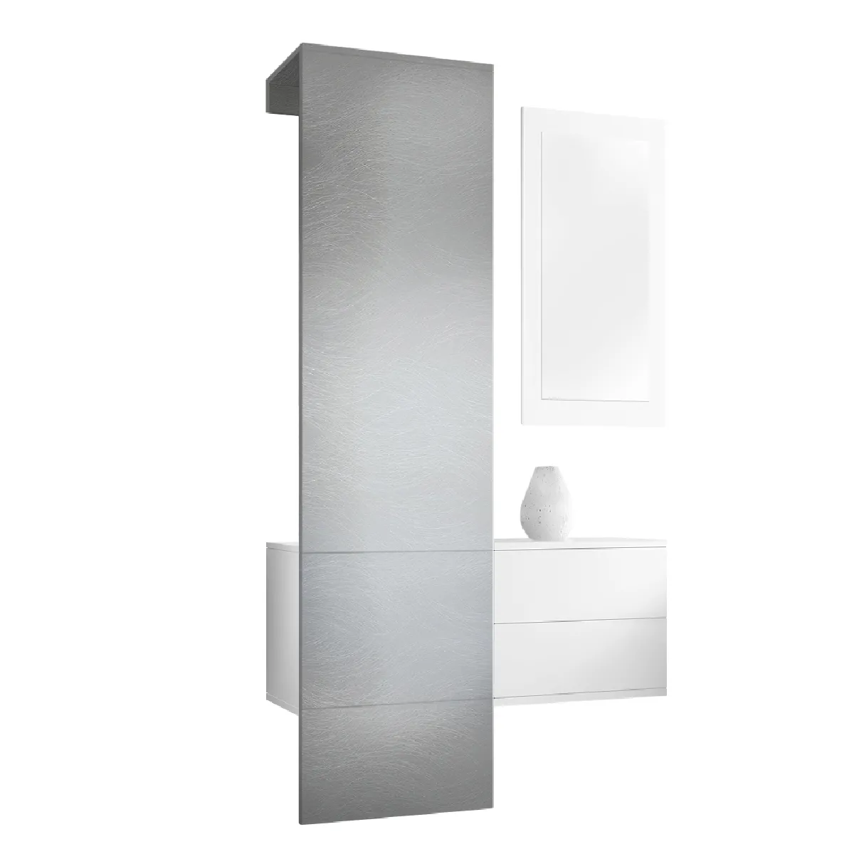 MPC Vestiaire Blanc Mat et Métal Rêche
