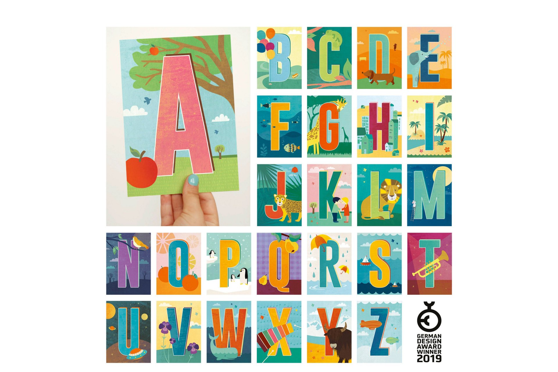 Monimari Postkarte Recyclingpapier Buchstaben