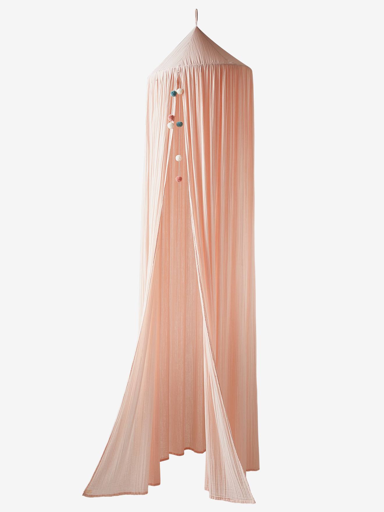 Dossel liso em chiffon de algodão rosa claro cor Eau de Rose