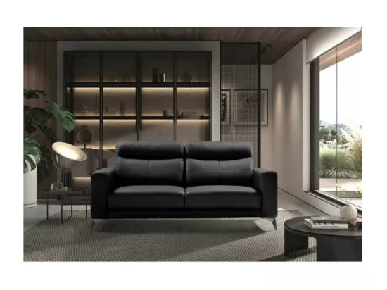 Canapé 3 places design en cuir Jorka 207cm-Couleur Noir