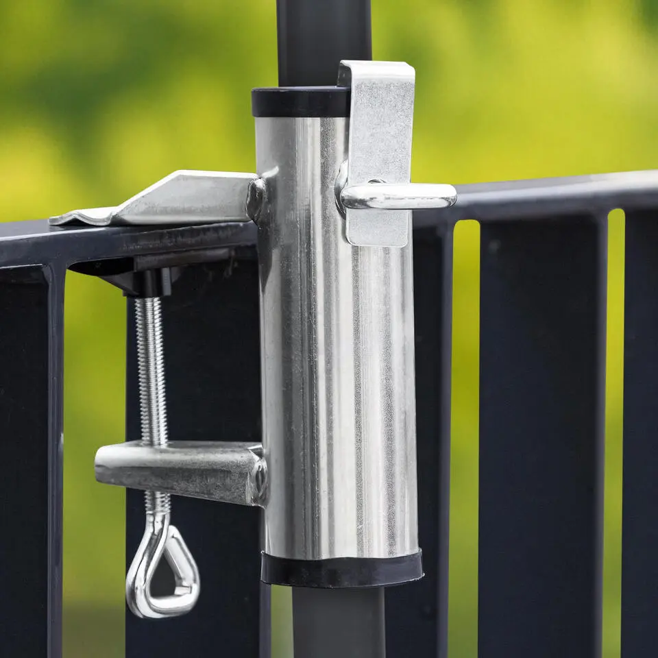 HI Parasolhouder voor op het balkon - zilver - metaal