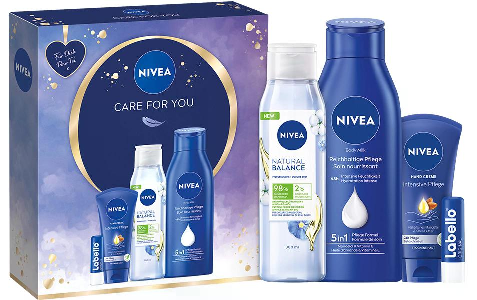Geschenkset Care for you 4-teiligGeschenkset sorgt für einzigartige Pflegemomente und einen erholten Start in den Tag
