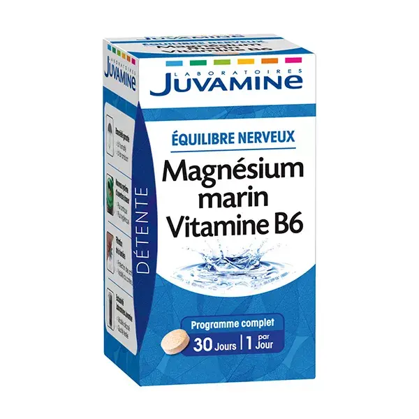Juvamine Equilíbrio do Sistema Nervoso Magnésio Marinho Vitamina B6 30 comprimidos