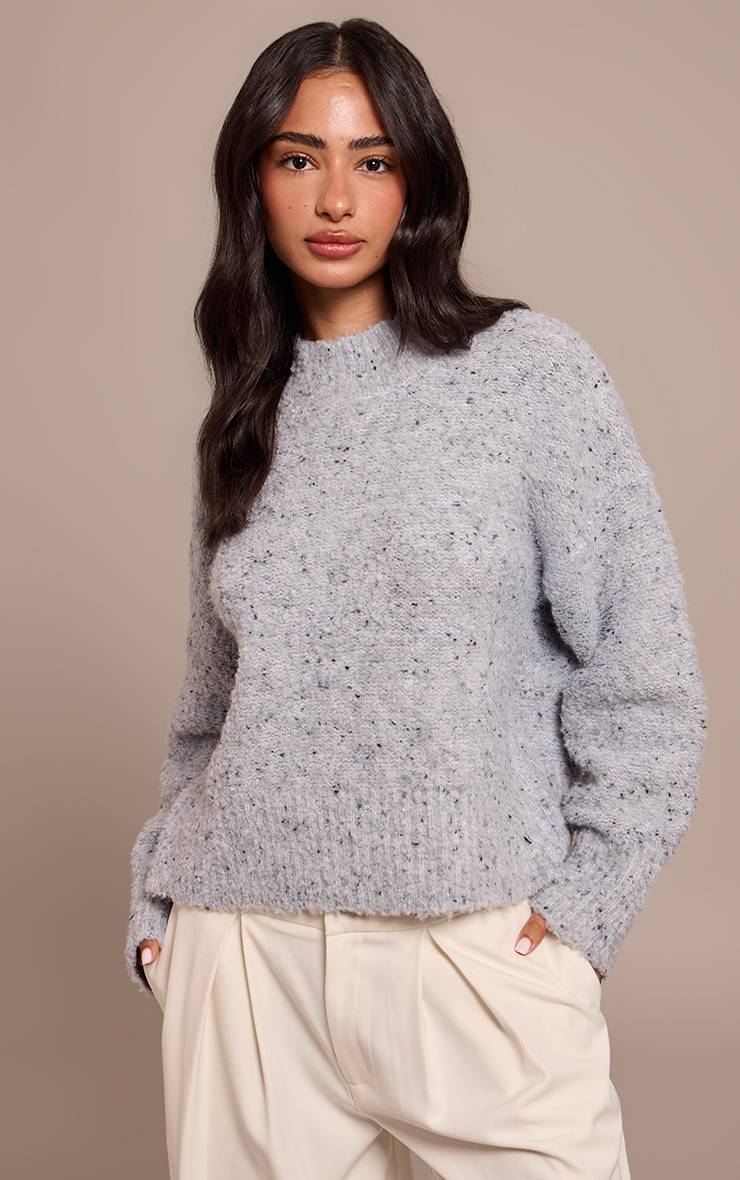 Gris Synthétiquell Oversize Chiné Gris En Maille Petite