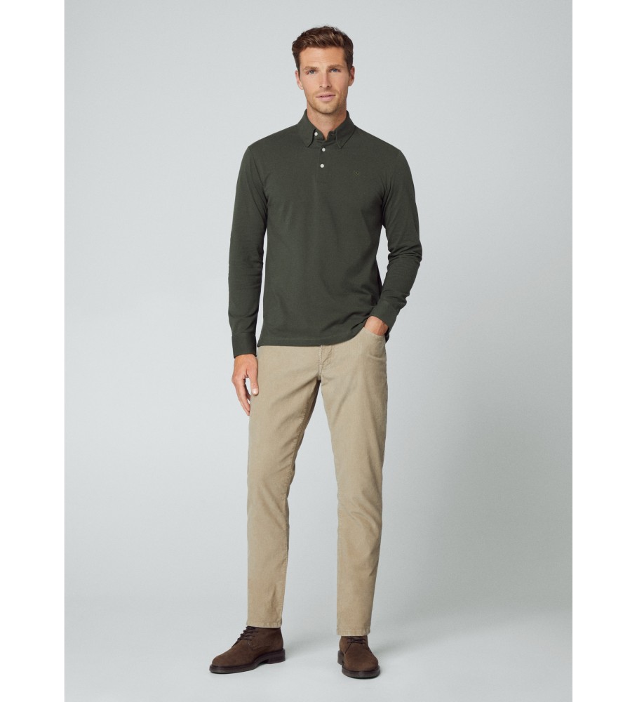 Camisa polo Hackett com botões, verde.