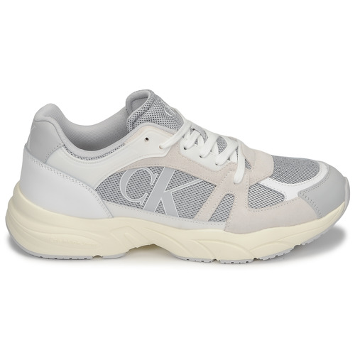 Calvin Klein Jeans - RETRO TENNIS LACEUP MIX LTH - Gris