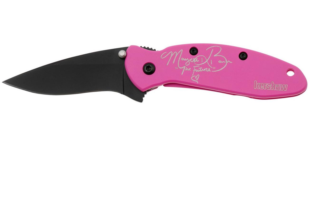 Kershaw Scallion Maycee Barber 1620MB Black Cerakote 420HC, Pink Cerakote Steel, Limited Edition zakmes, Ken Onion design