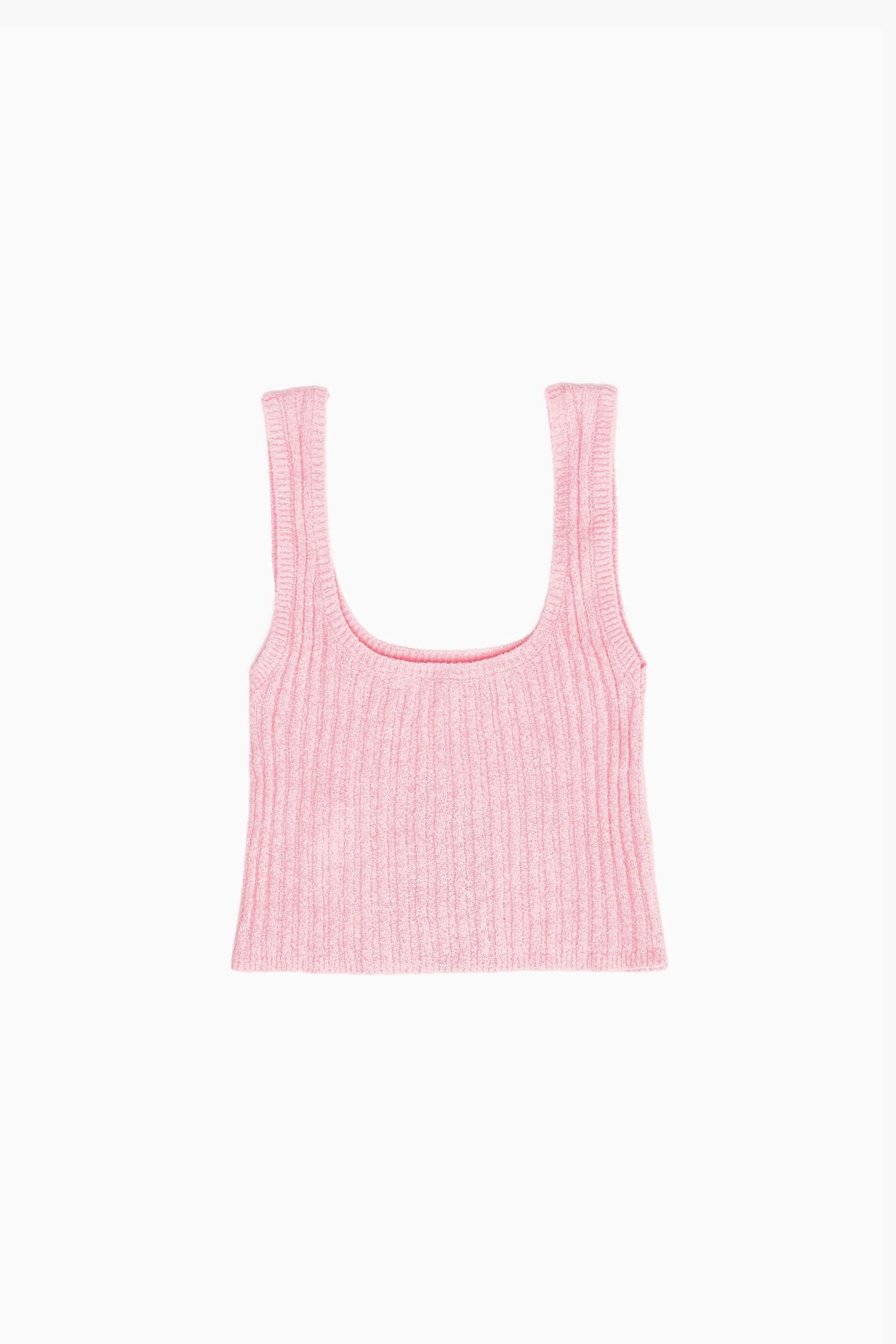Top canelado justo rosa