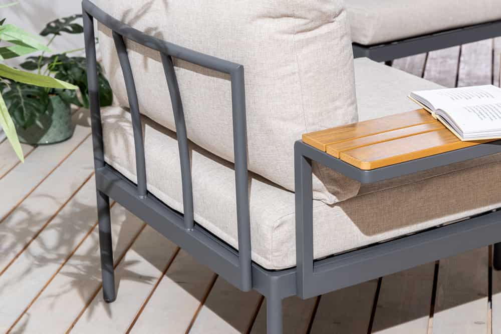 Outdoor Lounge Sitzgruppe MOBILE MODULAR 240cm anthrazit greige inkl. Kissen