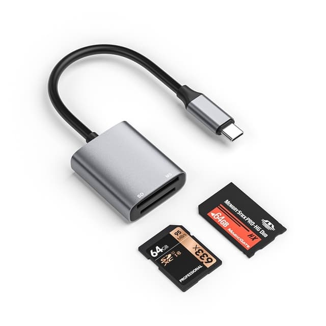 NÖRDIC USB-C Kortlæser 2 Slots SD, MS UHS-I