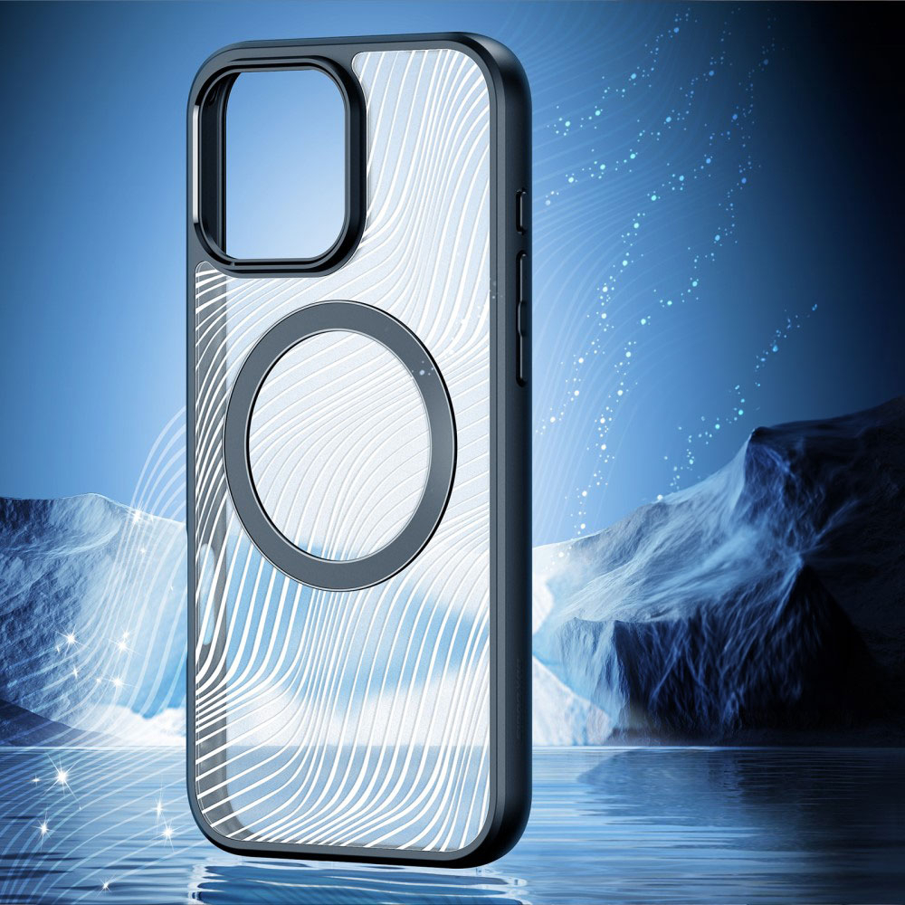iPhone 16 Pro Max MagSafe Hybrid Hardcase Hülle TPU Bumper   Kunststoff Rückseite mit Kameraschutz - Schwarz / Transparent