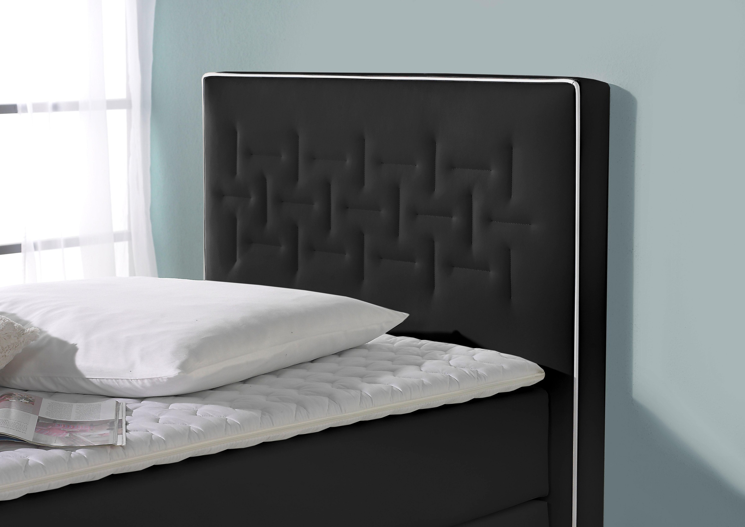 INOSIGN Boxspringbett »Coos« mit besonderer Steppung im Kopfteil, 3 Matratzenarten, 2 Härtegrade