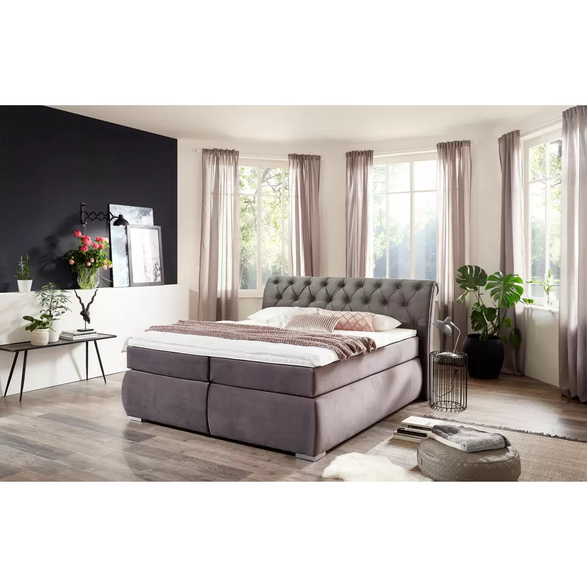 Boxspringbett Agnes 180 x 200 Anthrazit