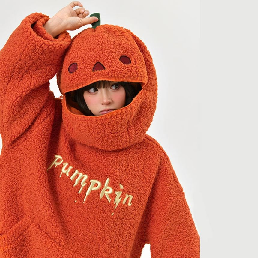 Miumi - Fleece hoodie met pompoenletters