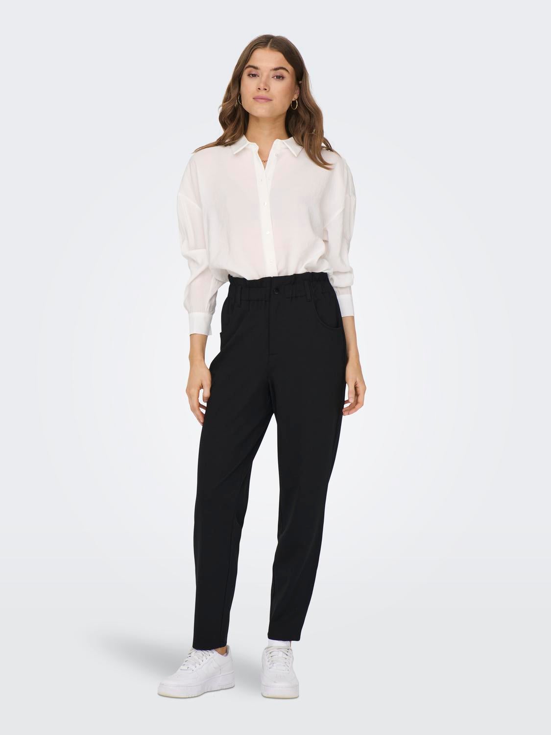ONLPOPTRASH-OVA Hohe Taille Karotte Hose Black
