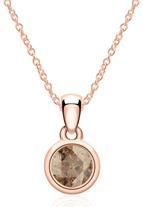 14-karaats roségouden ketting met rookkleurige kwarts hanger