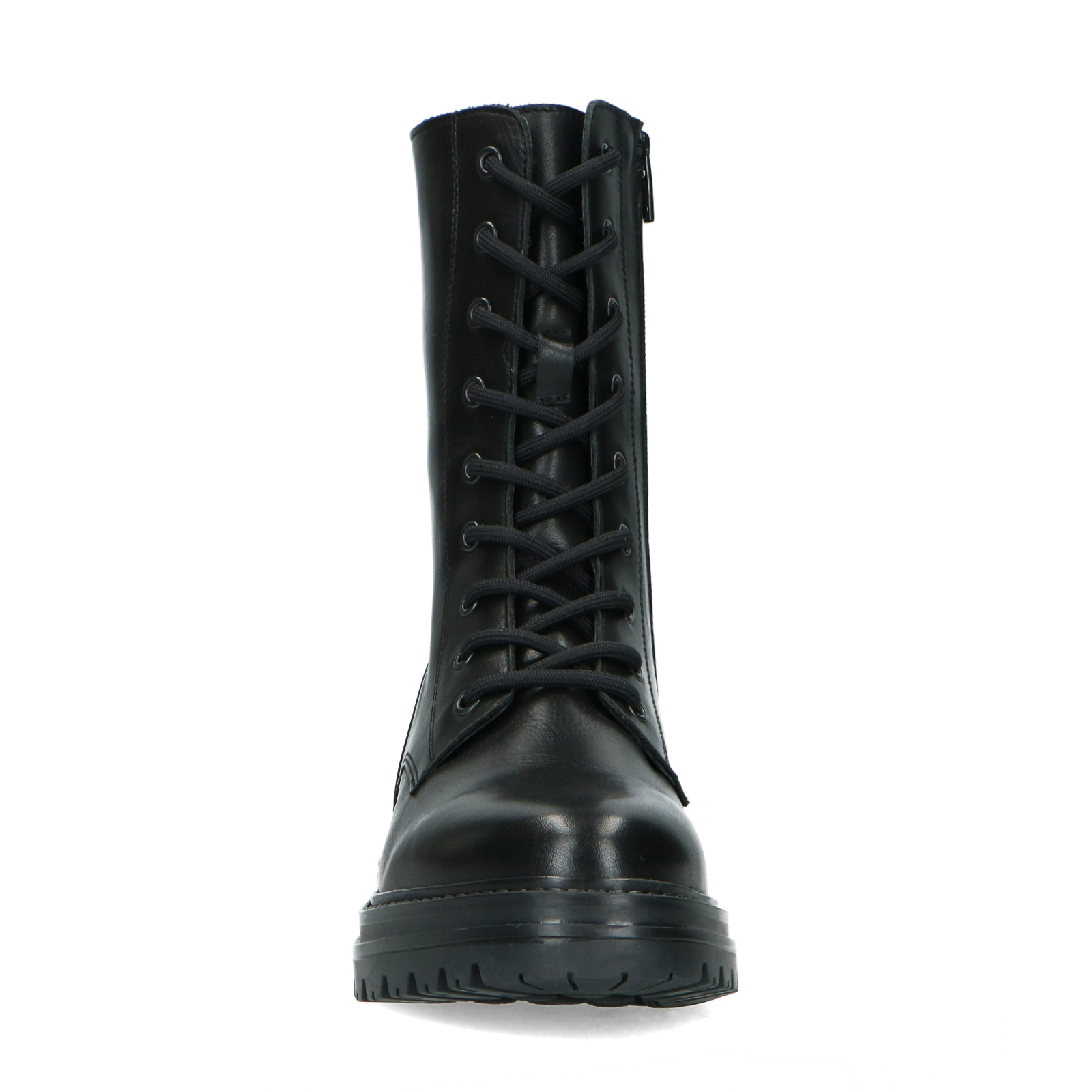 Zwarte leren biker boots met veters