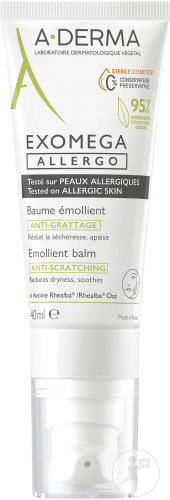 A-Derma Exomega Allergo Baume Émollient Anti-Grattage Peau Sèche/Eczéma Atopique/Allergique 40ml